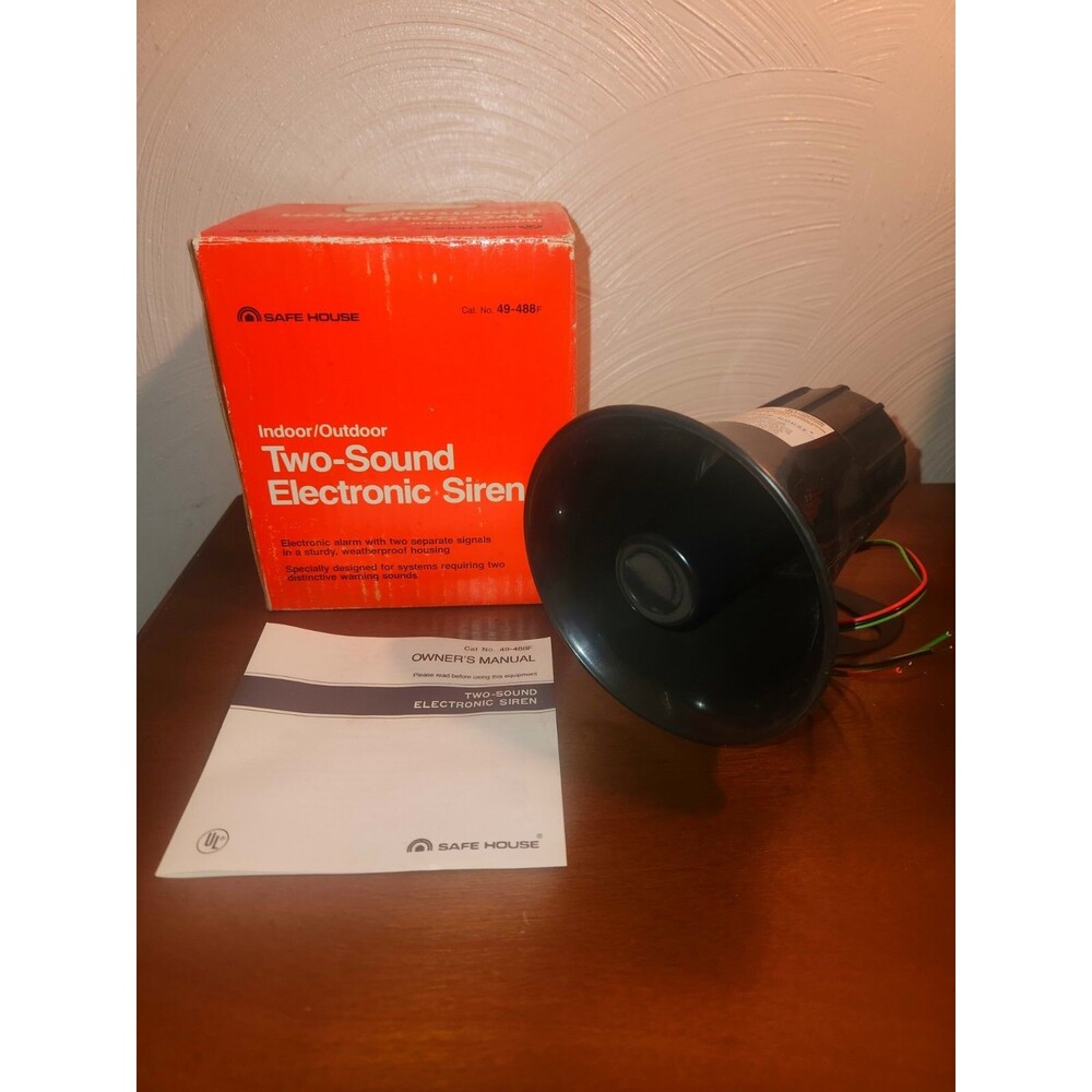 Safe House Two-sound Electronic Siren 49-488F Indoor / Outdoor Extra Loud - New